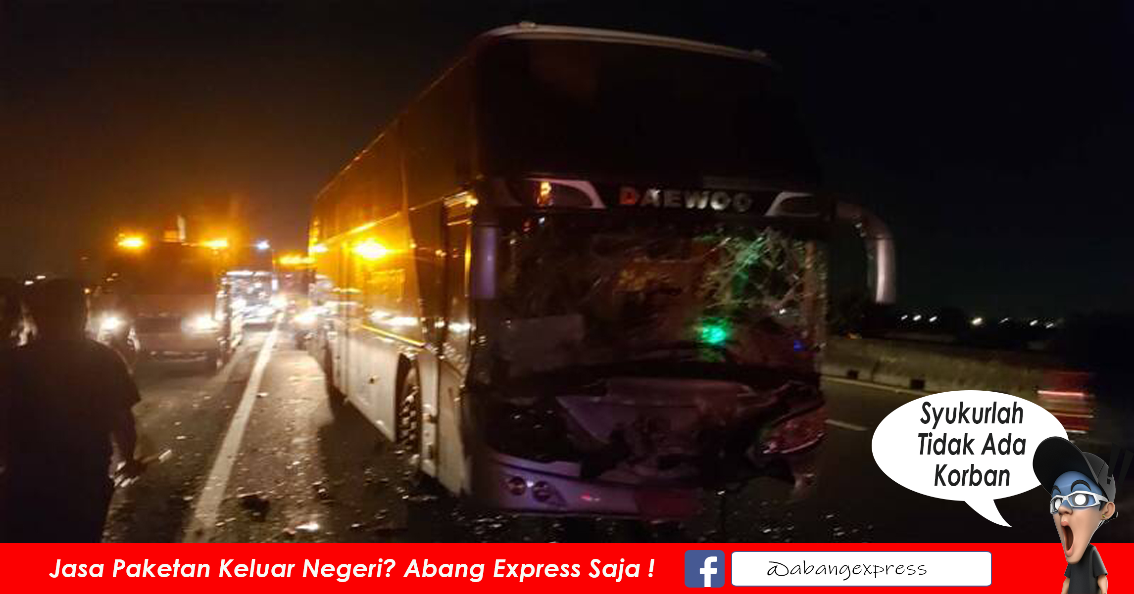 Read more about the article Bus Wisata Pekerja Migran Mengalami Tabrakan Beruntun di Jalan Tol ,5 Orang Terluka